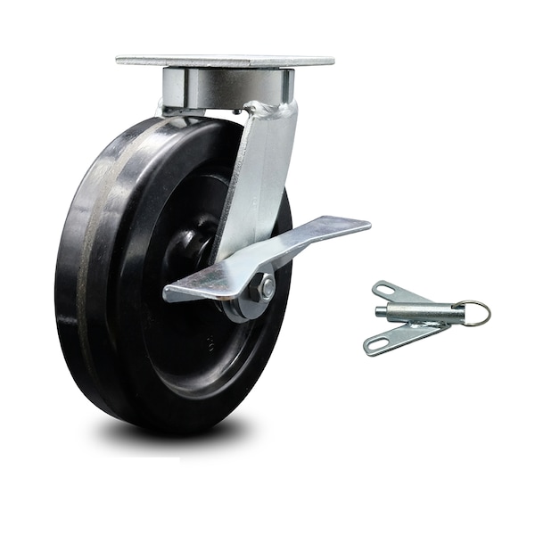 8 Inch Kingpinless Phenolic Wheel Swivel Caster with Brake and Swivel Lock SCC